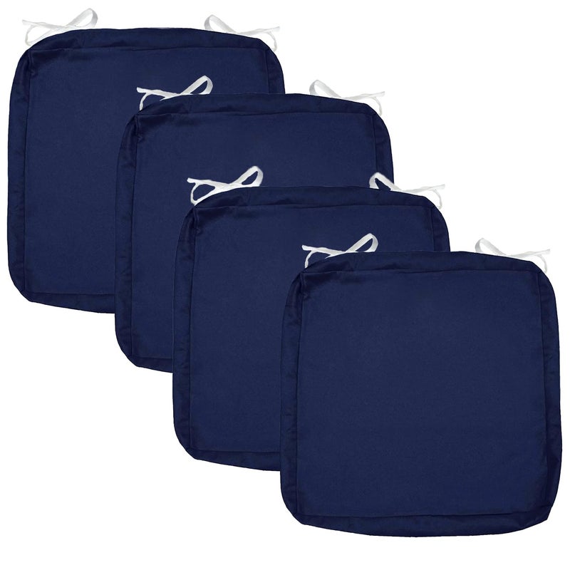 Sqodok Patio Cushion Covers 22x22 Waterproof Outdoor Cushion Covers Replacement 4Pack Patio Cushion Seat Slicovers with Ties for Sectional Sofa  Wicker Chair  Blue - Image 1